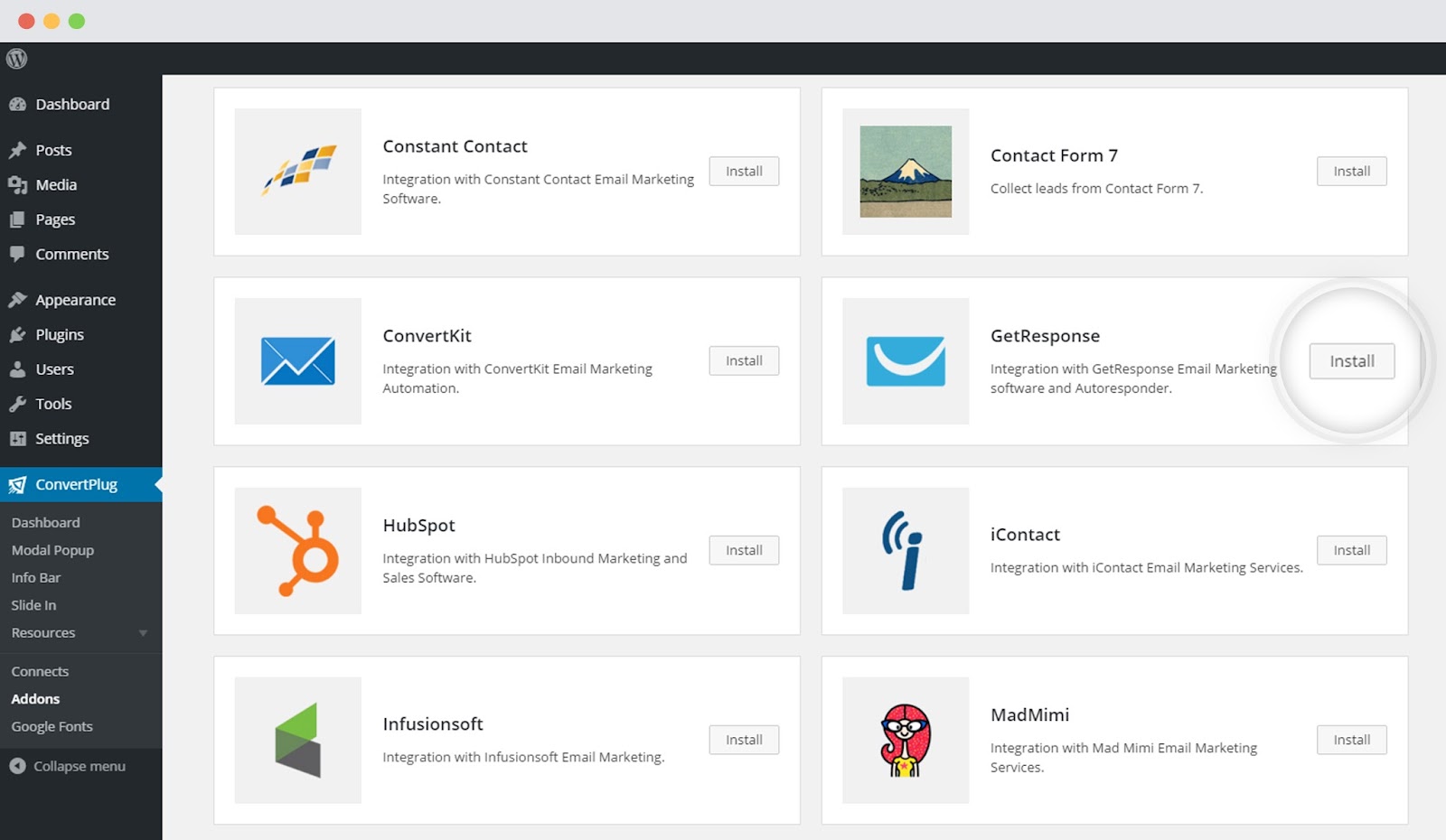 Wordpress plugins and integrations for ConvertPlug